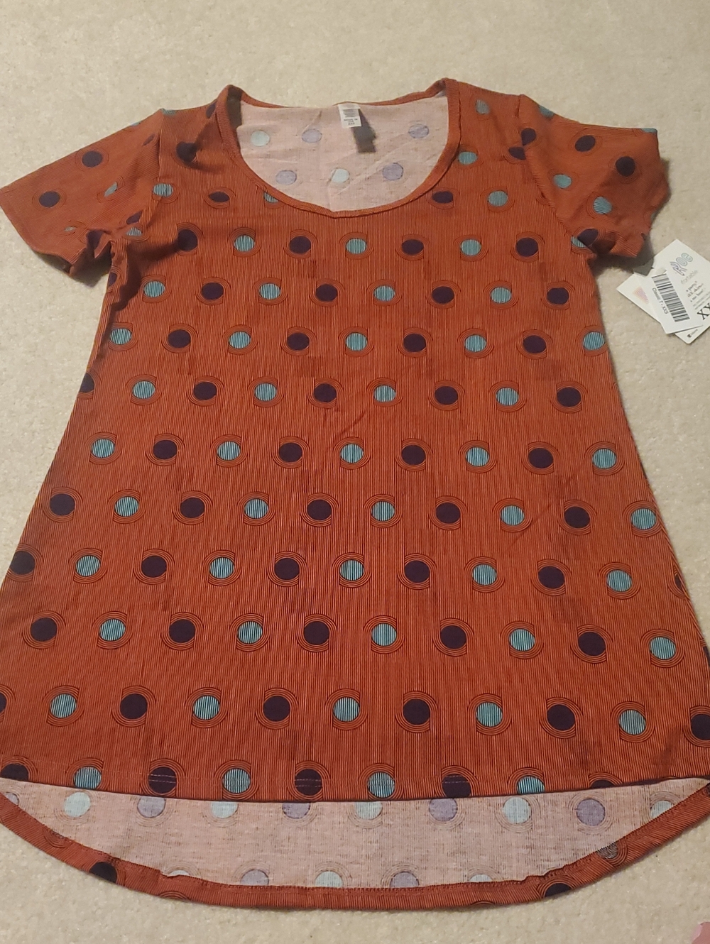 LuLaRoe Rust Orange Polka Dot Scoop Neck Tee